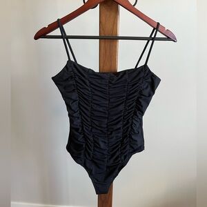 Abercrombie & Fitch Black Ruched Bodysuit